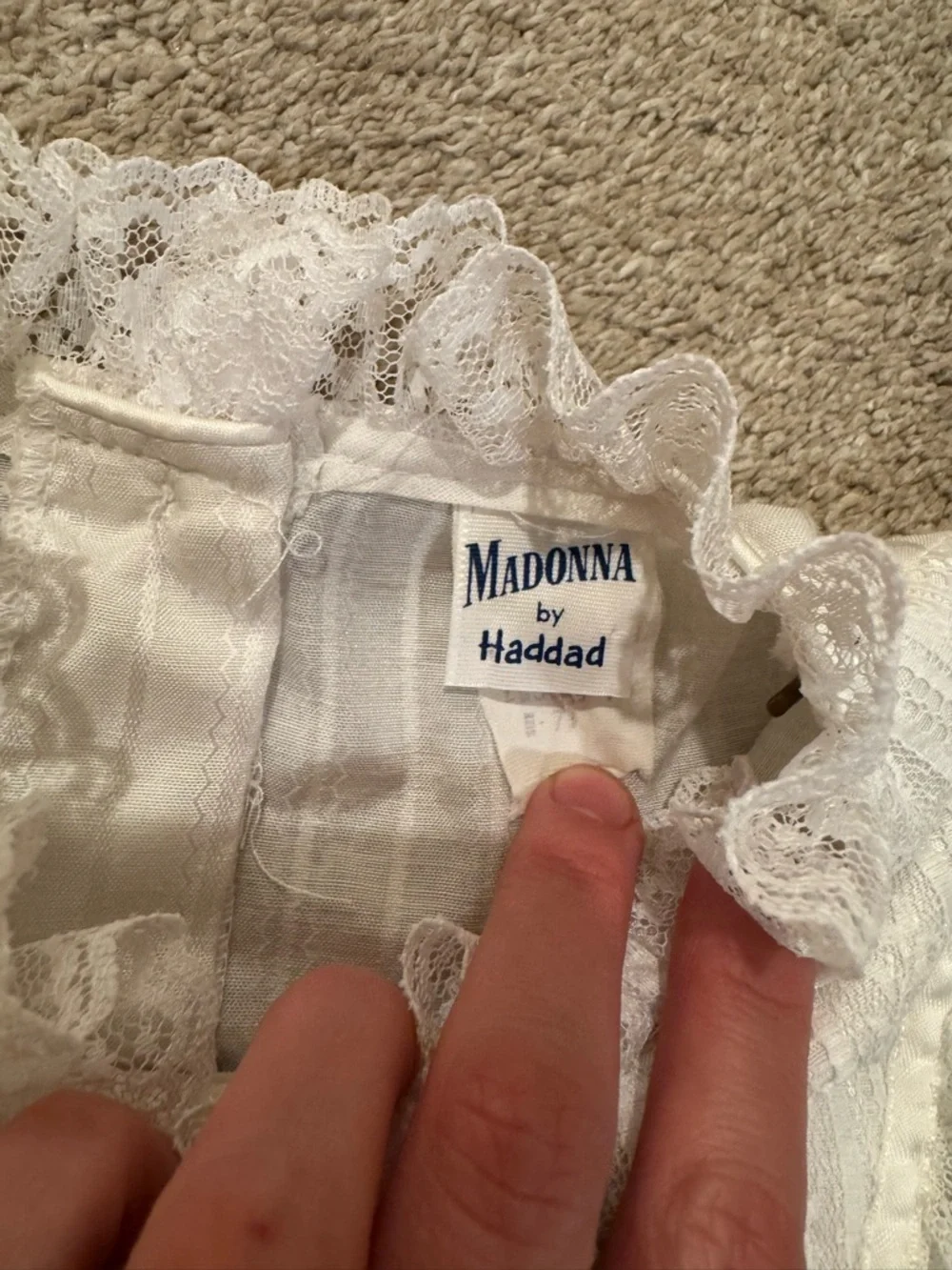 Haddad Cream Lace Yoke Pleated Formal Girls Dress with Bow - Picture 2 of 2